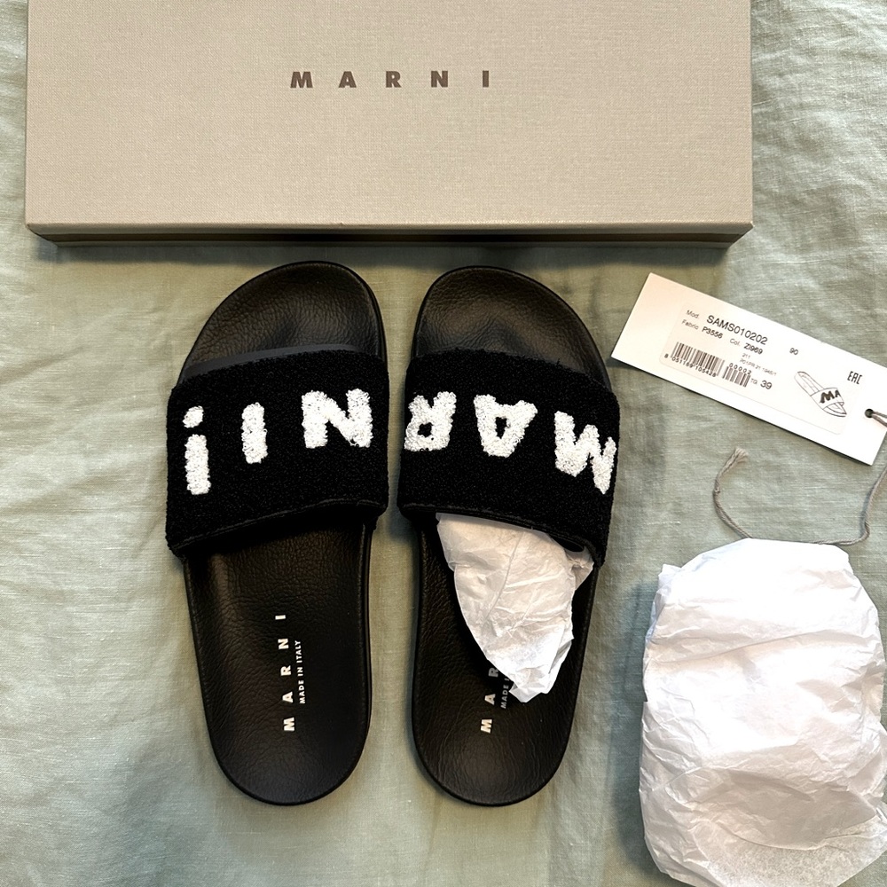 Marni Logo slide sandal size 9 (39) in “Black”